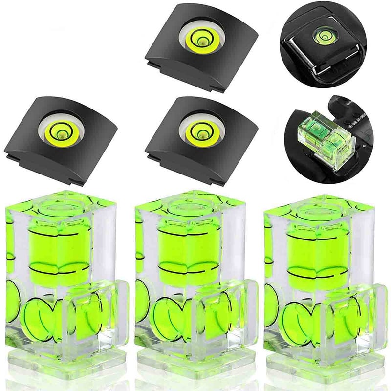 CarPro 6 Pack Camera Hot Shoe Level, Hot Shoe Bubble Level Camera Hot Shoe Cover 2 Axis Bubble Spirit Level Compatible with DSLR Film Camera Canon Nikon Olympus,Combo Pack - 2 Axis and 1 Axis - Image 1